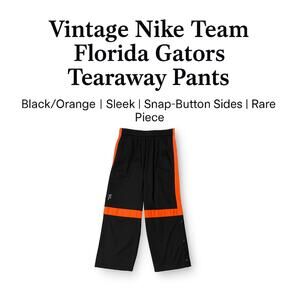 Vintage Nike Team Florida Gators Tearaway Pants Size L Black Orange Snap Button